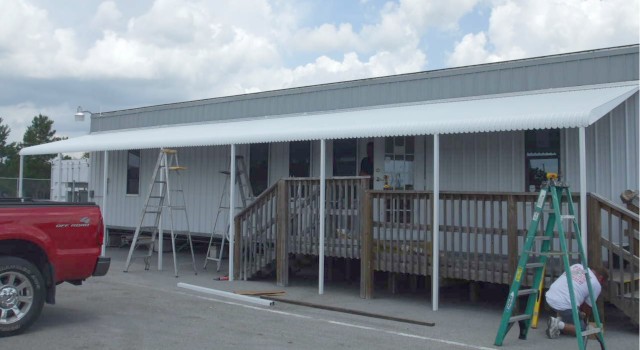 50 foot wide aluminum awning
