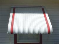 red striped window awning