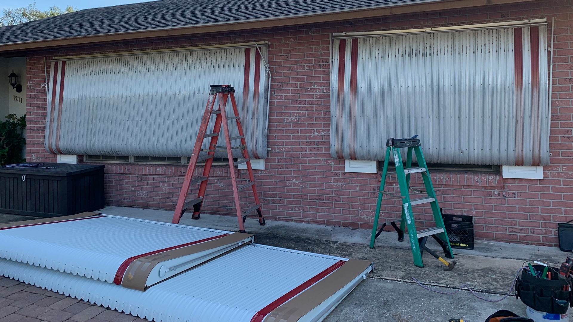 replacement awnings project in progress