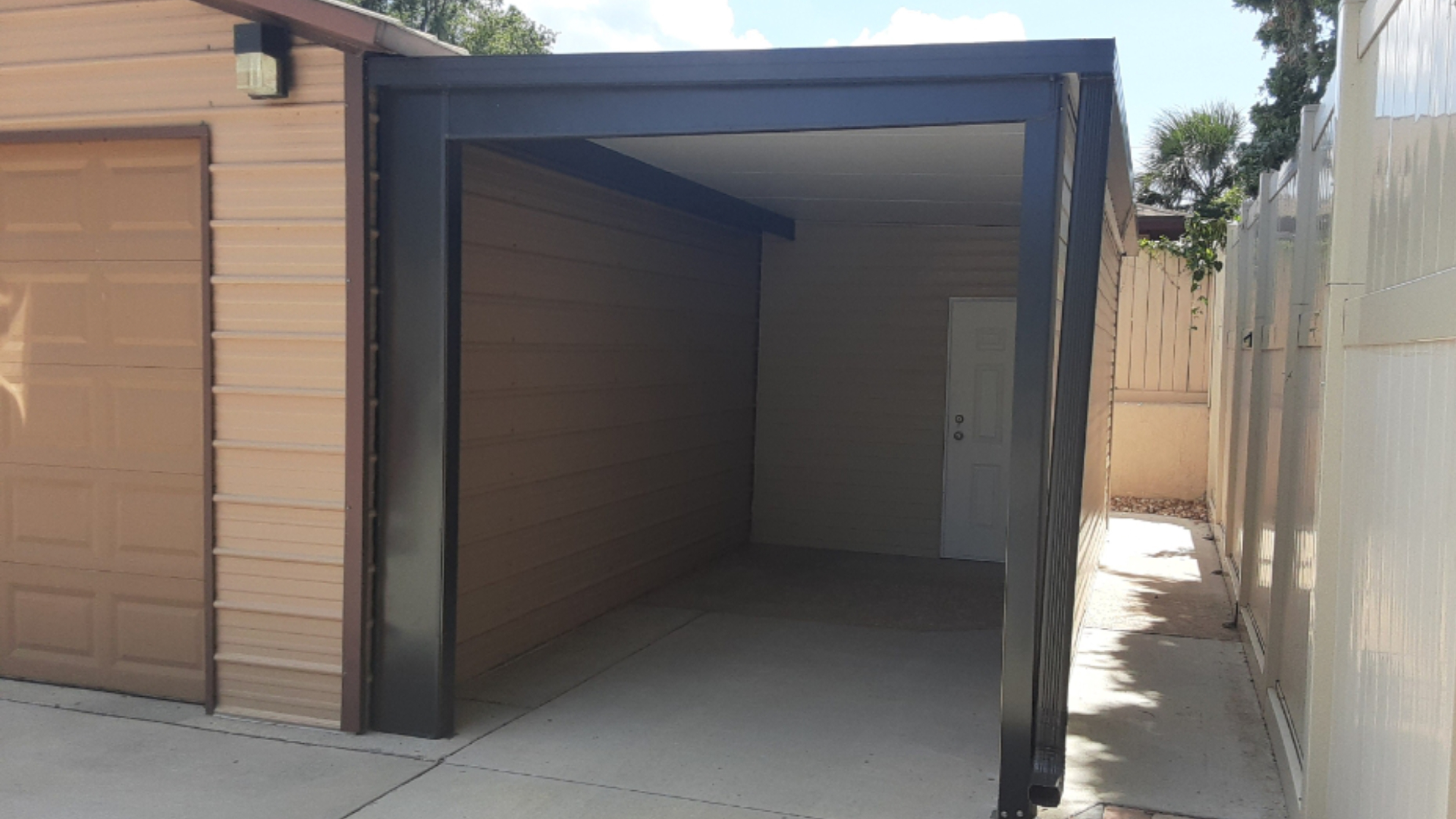 golf cart carport storage shed interior