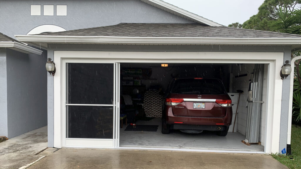 garage screen door unit open