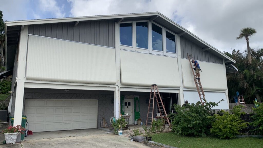 large custom aluminum awnings closed