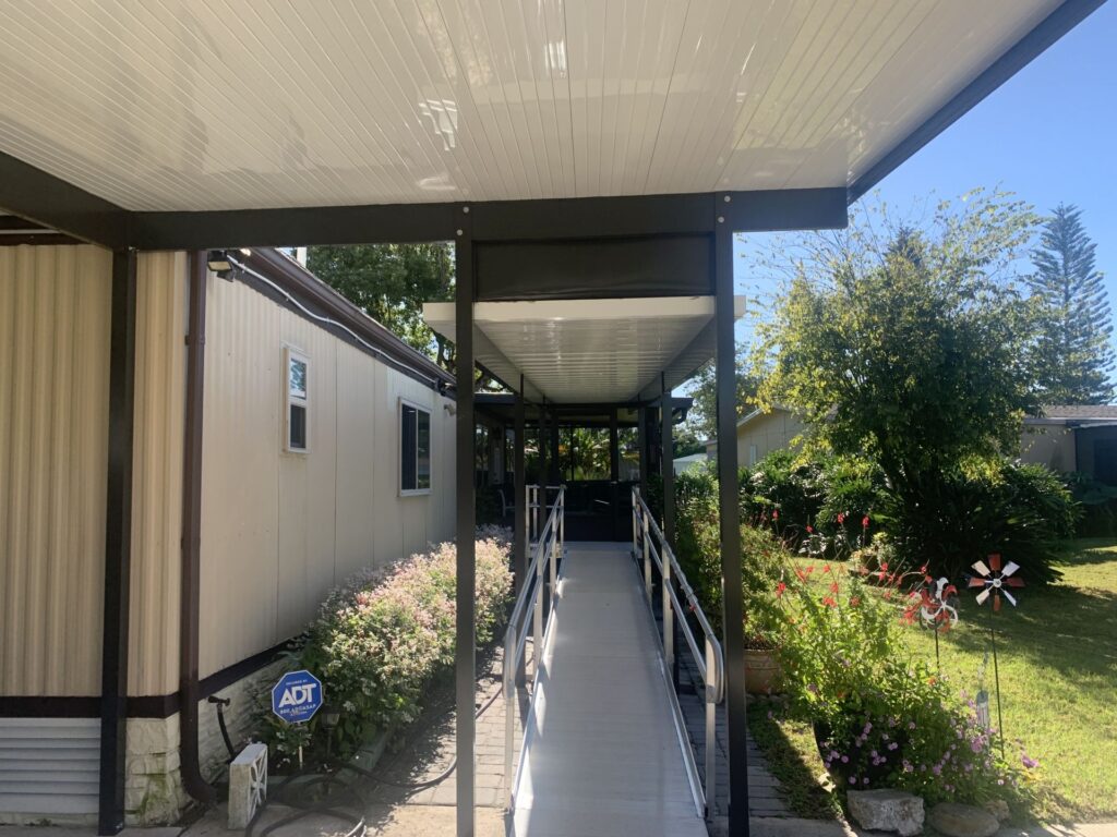 walkway with custom roof