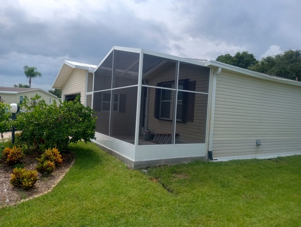 All-screen aluminum room built on the side of a manufactured home in Cocoa Florida